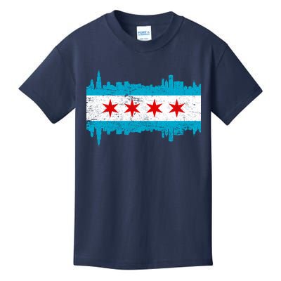 Chicago City Skyline Flag Vintage Kids T-Shirt