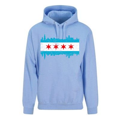 Chicago City Skyline Flag Vintage Unisex Surf Hoodie