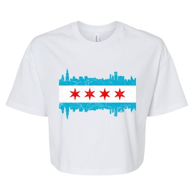 Chicago City Skyline Flag Vintage Bella+Canvas Jersey Crop Tee