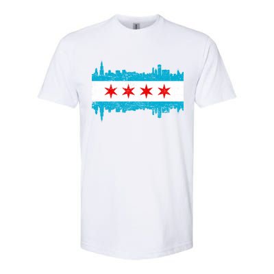 Chicago City Skyline Flag Vintage Softstyle CVC T-Shirt