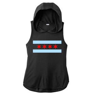 Chicago Flag Ladies PosiCharge Tri-Blend Wicking Draft Hoodie Tank