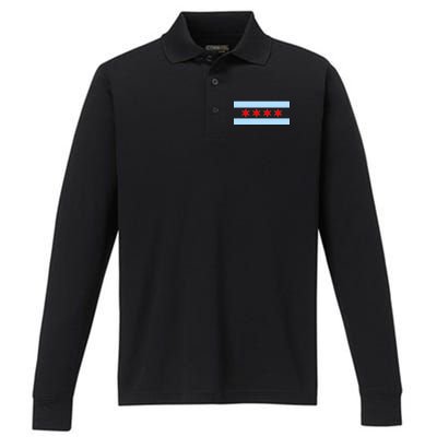 Chicago Flag Performance Long Sleeve Polo