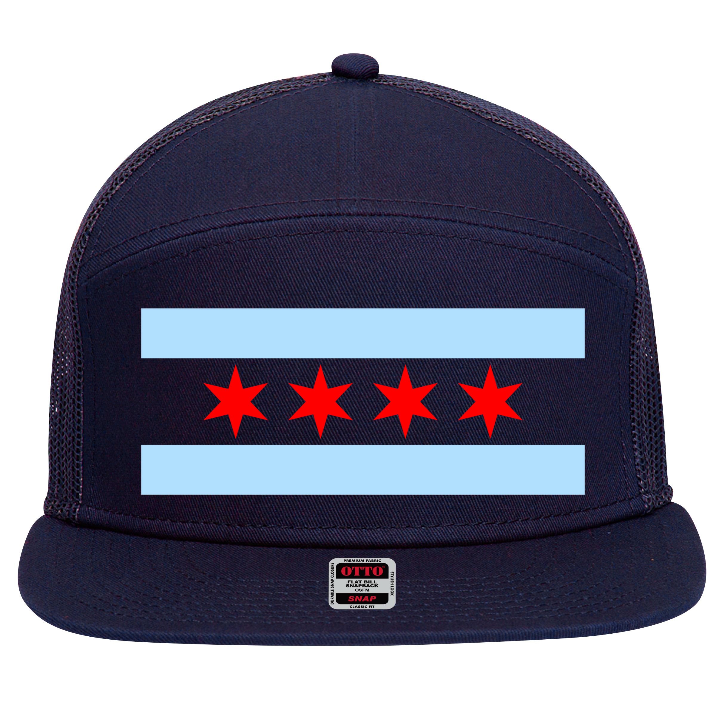 Chicago Flag 7 Panel Mesh Trucker Snapback Hat