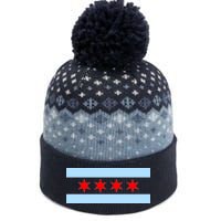 Chicago Flag The Baniff Cuffed Pom Beanie