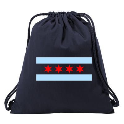Chicago Flag Drawstring Bag