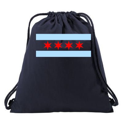 Chicago Flag Drawstring Bag