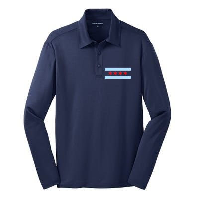 Chicago Flag Silk Touch Performance Long Sleeve Polo