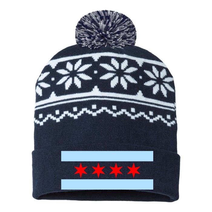 Chicago Flag USA-Made Snowflake Beanie