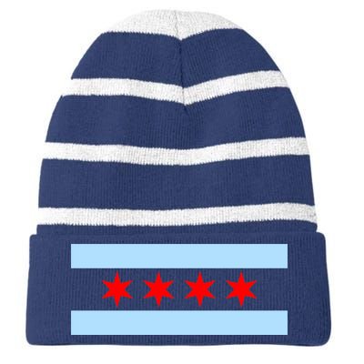 Chicago Flag Striped Beanie with Solid Band