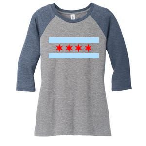 Chicago Flag Women's Tri-Blend 3/4-Sleeve Raglan Shirt