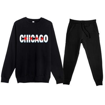 Chicago Flag Star Logo Premium Crewneck Sweatsuit Set