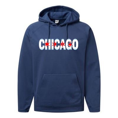 Chicago Flag Star Logo Performance Fleece Hoodie