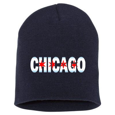 Chicago Flag Star Logo Short Acrylic Beanie