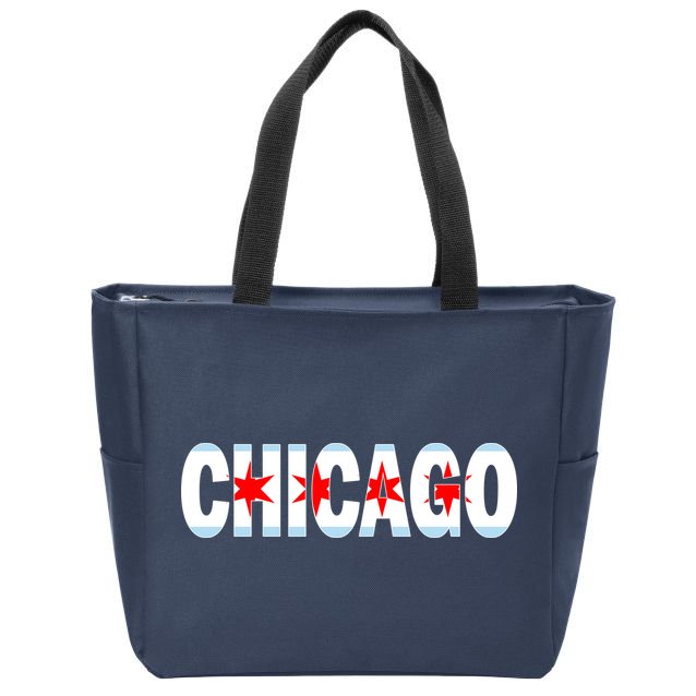 Chicago Flag Star Logo Zip Tote Bag