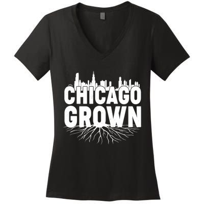 Chicago Grown Skyline Roots Women's V-Neck T-Shirt