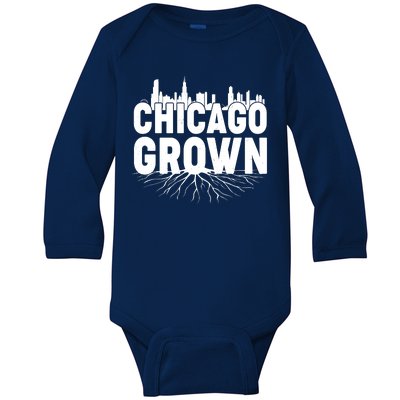 Chicago Grown Skyline Roots Baby Long Sleeve Bodysuit