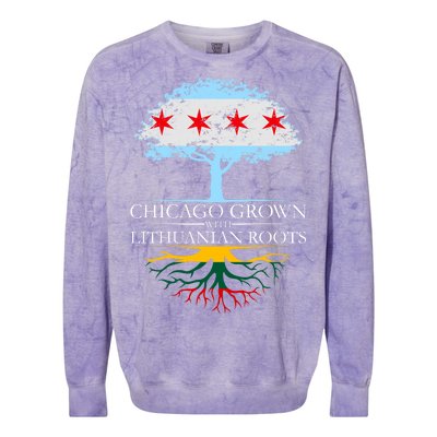 Chicago Grown With Lithuanian Roots Colorblast Crewneck Sweatshirt