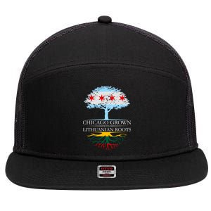 Chicago Grown With Lithuanian Roots 7 Panel Mesh Trucker Snapback Hat