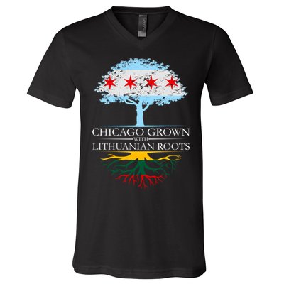 Chicago Grown With Lithuanian Roots V-Neck T-Shirt