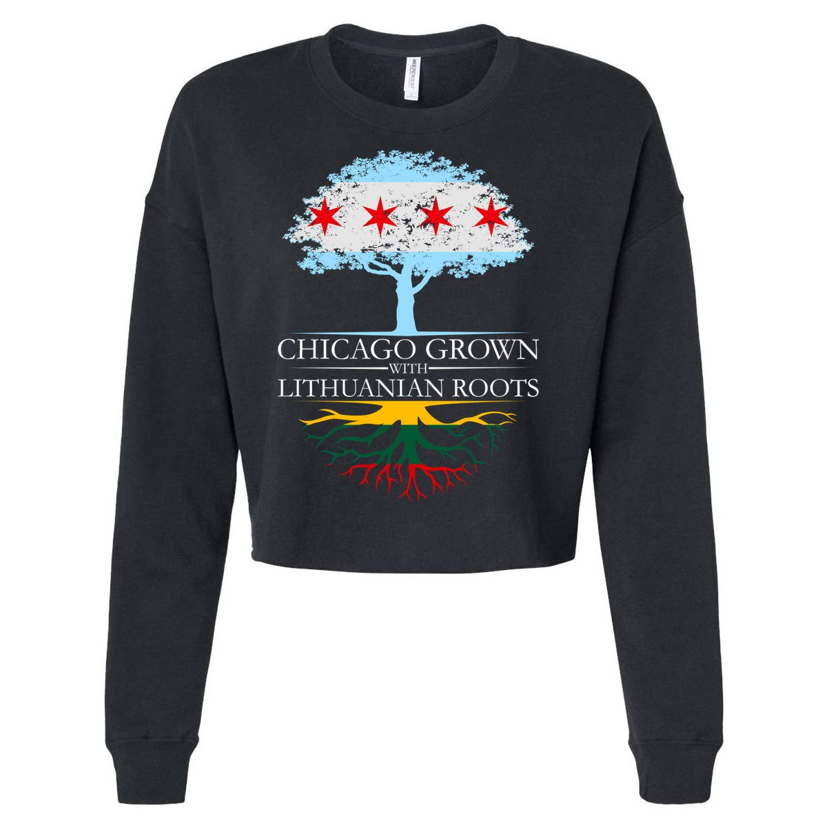 Chicago Grown With Lithuanian Roots Cropped Pullover Crew