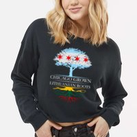 Chicago Grown With Lithuanian Roots Cropped Pullover Crew