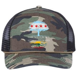 Chicago Grown With Lithuanian Roots Retro Rope Trucker Hat Cap