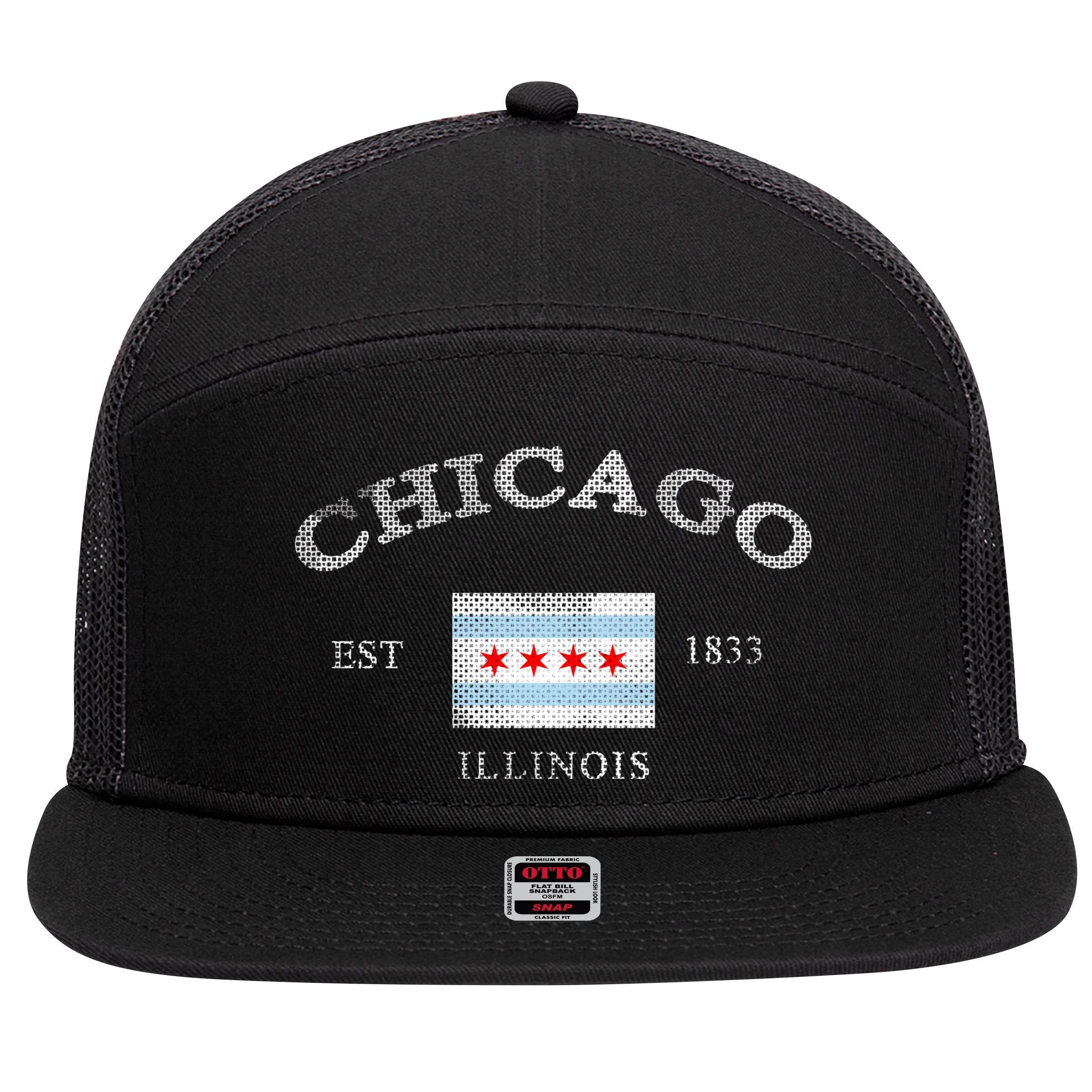Chicago Illinois Est 1833 7 Panel Mesh Trucker Snapback Hat