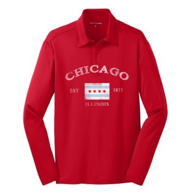 Chicago Illinois Est 1833 Silk Touch Performance Long Sleeve Polo