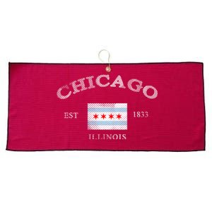 Chicago Illinois Est 1833 Large Microfiber Waffle Golf Towel