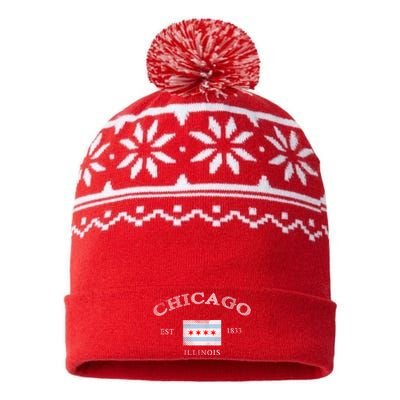 Chicago Illinois Est 1833 USA-Made Snowflake Beanie