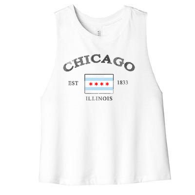 Chicago Illinois Est 1833 Women's Racerback Cropped Tank