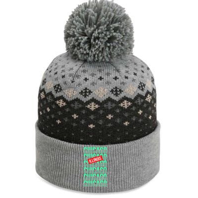 Chicago Illinois Typography The Baniff Cuffed Pom Beanie