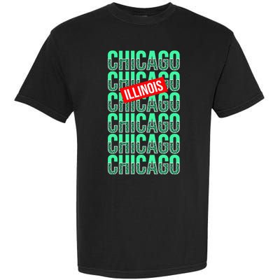 Chicago Illinois Typography Garment-Dyed Heavyweight T-Shirt
