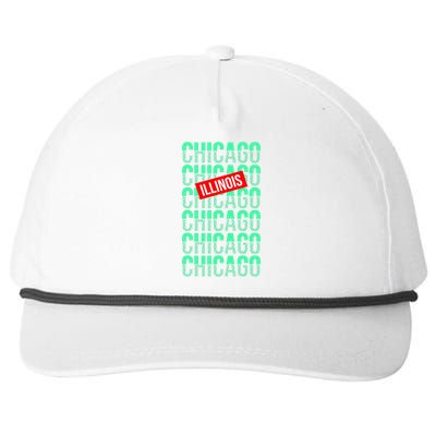 Chicago Illinois Typography Snapback Five-Panel Rope Hat