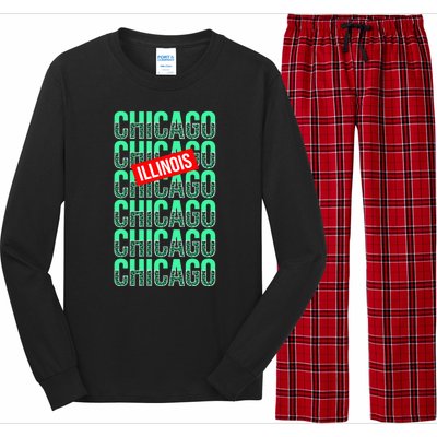 Chicago Illinois Typography Long Sleeve Pajama Set