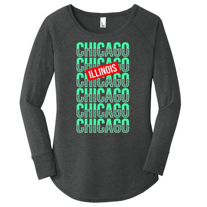 Chicago Illinois Typography Women's Perfect Tri Tunic Long Sleeve Shirt