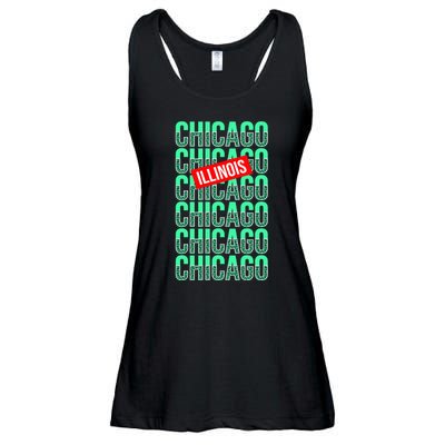 Chicago Illinois Typography Ladies Essential Flowy Tank