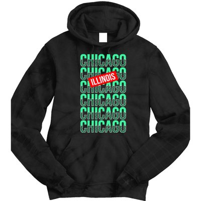 Chicago Illinois Typography Tie Dye Hoodie