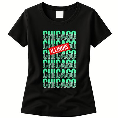 Chicago Illinois Typography Womens T-Shirt