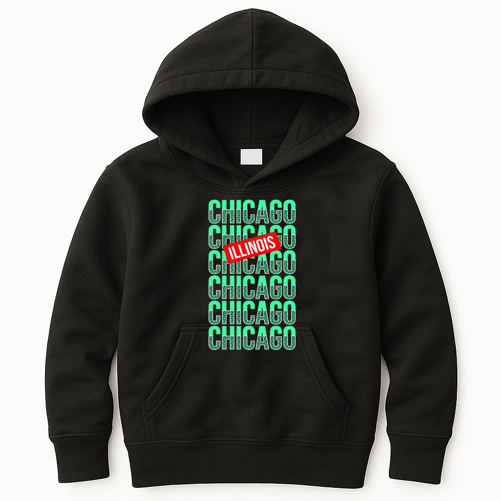 Chicago Illinois Typography Kids Hoodie