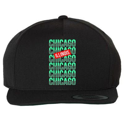 Chicago Illinois Typography Wool Snapback Cap