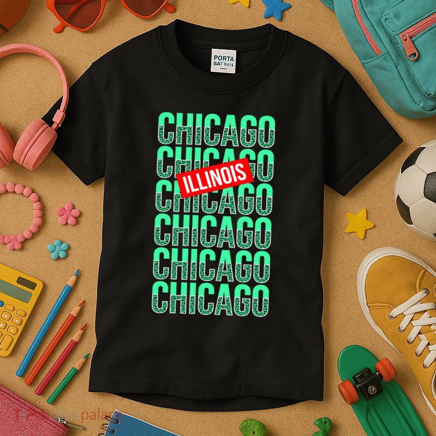 Chicago Illinois Typography Kids T-Shirt