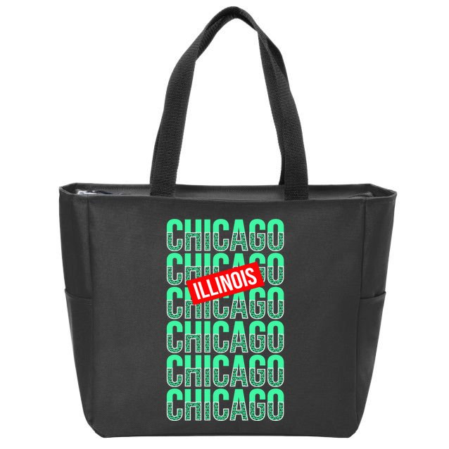 Chicago Illinois Typography Zip Tote Bag