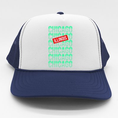 Chicago Illinois Typography Trucker Hat