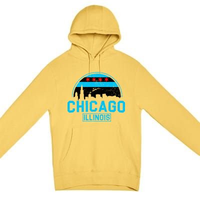 Chicago Illinois Vintage Flag Premium Pullover Hoodie