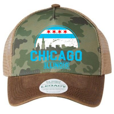 Chicago Illinois Vintage Flag Legacy Tie Dye Trucker Hat