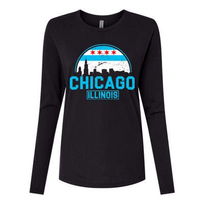 Chicago Illinois Vintage Flag Womens Cotton Relaxed Long Sleeve T-Shirt