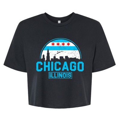 Chicago Illinois Vintage Flag Bella+Canvas Jersey Crop Tee