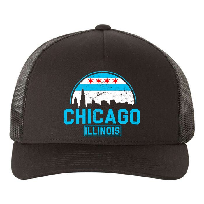 Chicago Illinois Vintage Flag Yupoong Adult 5-Panel Trucker Hat