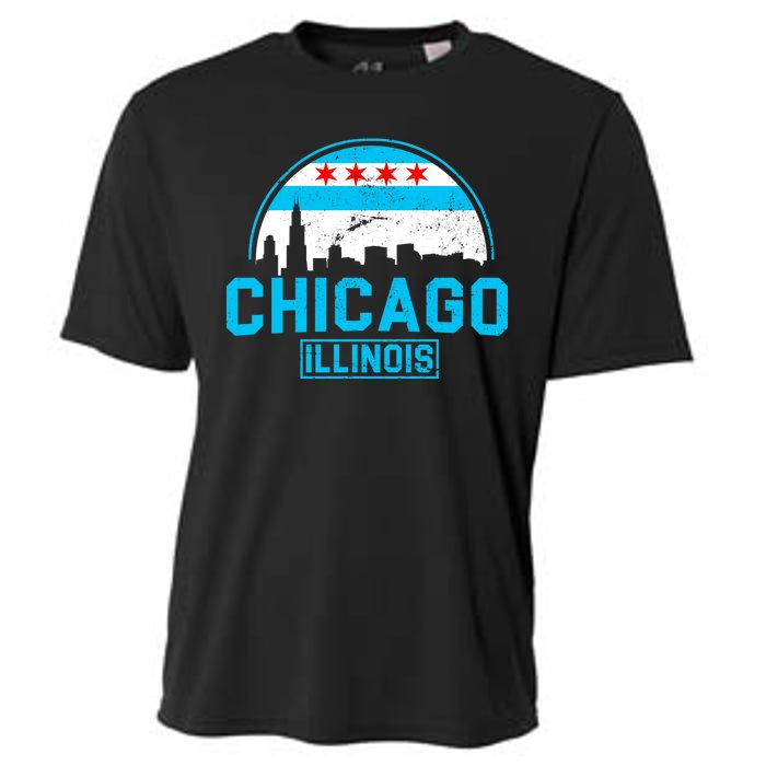 Chicago Illinois Vintage Flag Cooling Performance Crew T-Shirt